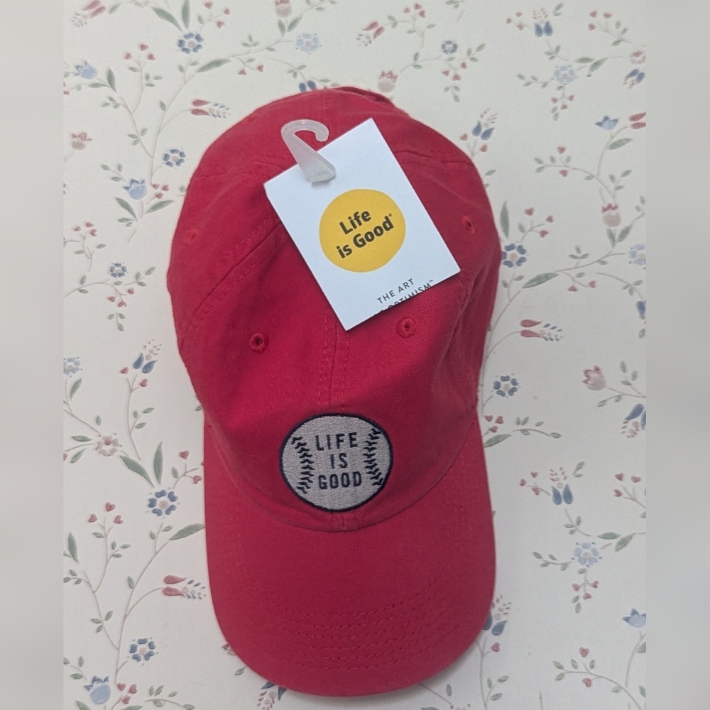 NWT Life is Good Unisex Red Baseball Cap Kids Chill M/L